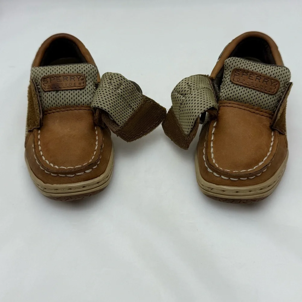 Sperry Tan Leather Boat Shoes Boys Sz 8.5M Preppy School